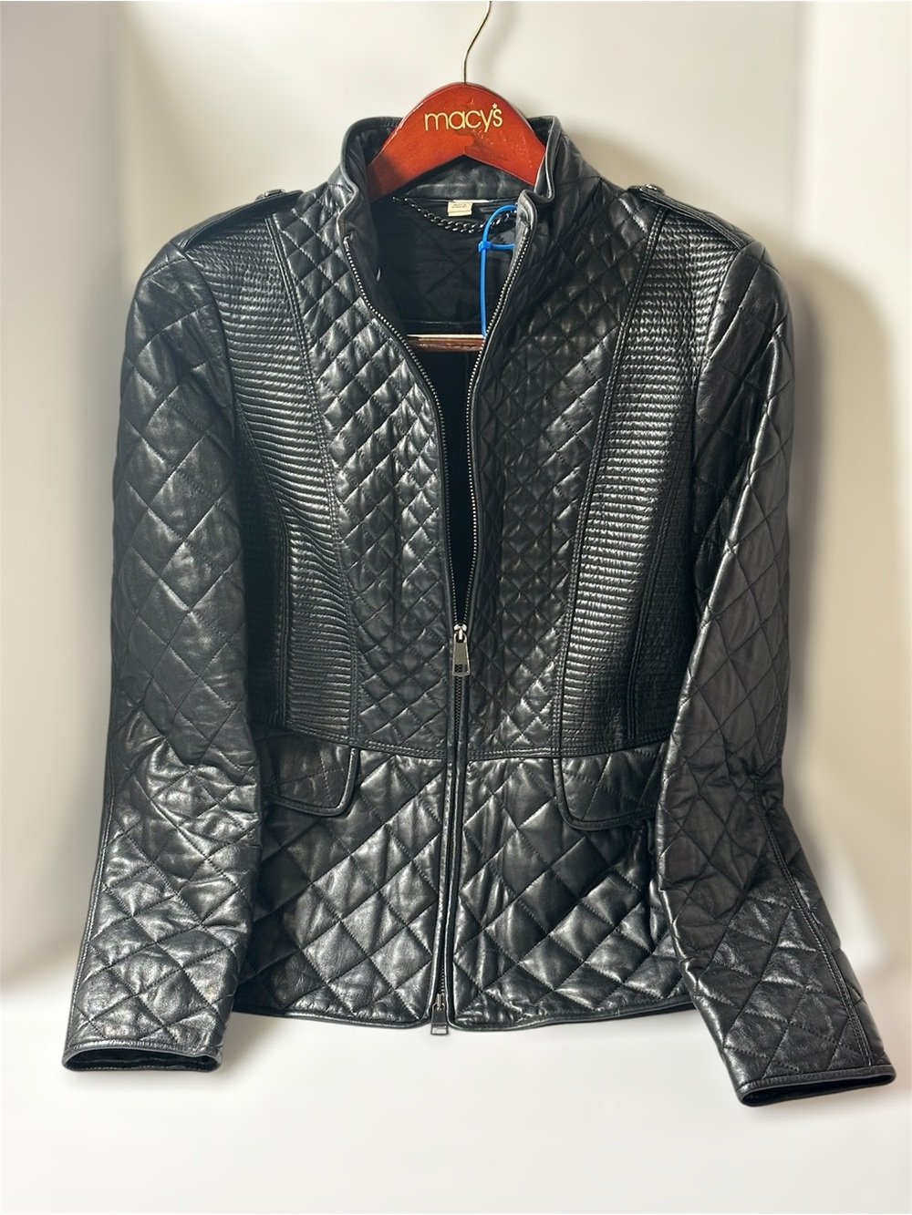 Burberry Black Quilted Leather Moto Jacket